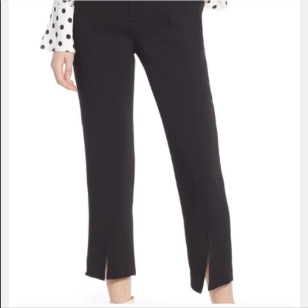 Revolve Something Navy Black Front Slit Hem Corpcore Office Ankle Dress Pants 10